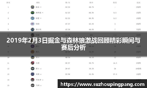 2019年2月3日掘金与森林狼激战回顾精彩瞬间与赛后分析